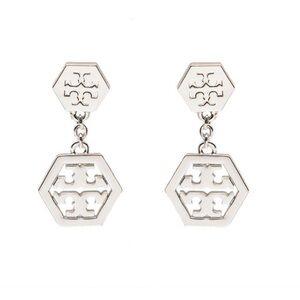 Authentic Tory Burch Logo Hexagon Drop Earrings